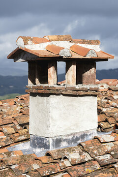 Decorative chimney stack in Montecatini Alto; Pistoia, Tuscany, Italy