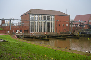Old Water pumping station in Neuharlingersiel, Germany for drainage