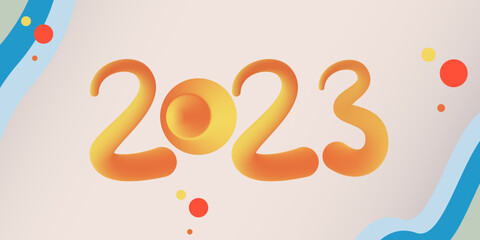 Happy new year 2023 typography background with pastel color