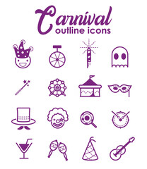 carnival party outline icon sets. vector icons.