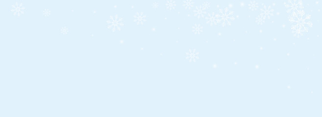 Silver Snowfall Vector Panoramic Blue Background.