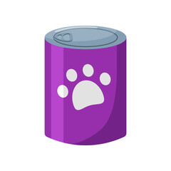 Dog canned food vector illustration. Item for pet store, pet food isolated on white background. Domestic animals concept