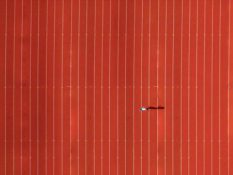 A man running in his lane