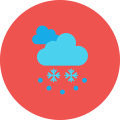 Snowfall Multicolor Circle Flat Icon