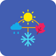 Seasons Multicolor Round Corner Flat Icon
