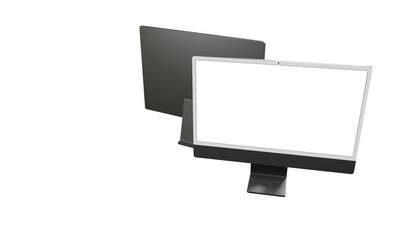 Computer monitor display with empty screen isolated on transparent background.