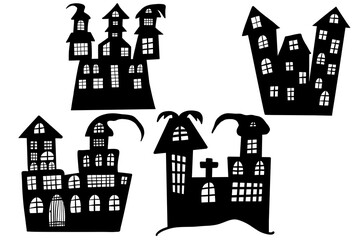 silhouettes of houses