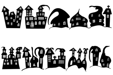 set of silhouettes of buildings