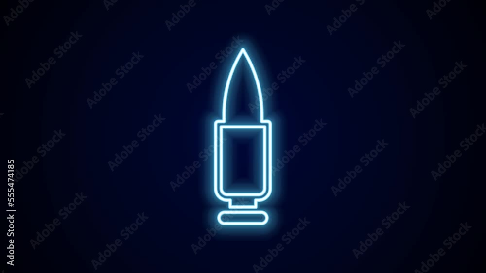 Wall mural Glowing neon line Bullet icon isolated on black background. 4K Video motion graphic animation