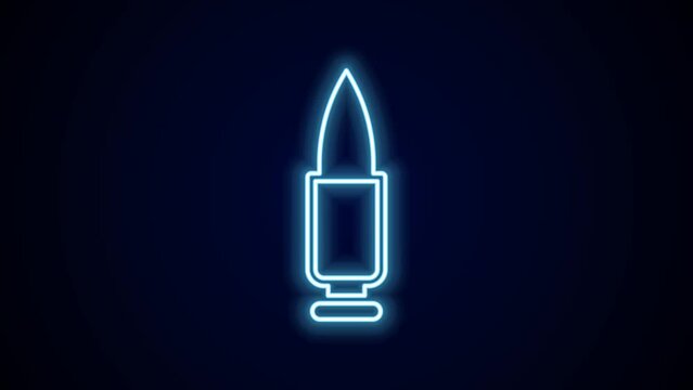 Glowing neon line Bullet icon isolated on black background. 4K Video motion graphic animation