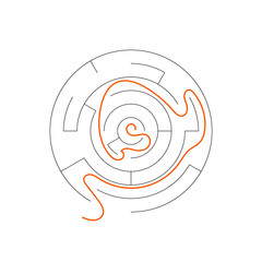 Round maze for children. Simple puzzle: 