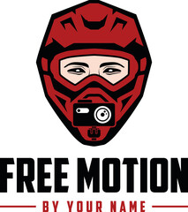 Red Motorcycle Helmet vector with camera