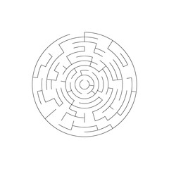 Round maze for children. Simple puzzle: "Linear maze". Vector illustration of a children's toy. Easy medium to high difficulty. Labyrinth with entrance and exit without clues