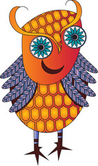 Contemporary bird and fish, Folk style. Mid Century Modern Art design for paper, cover, fabric, interior decor, and other