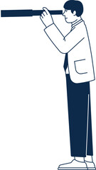 Man with spyglass. Looking for opportunities concept. Career vision