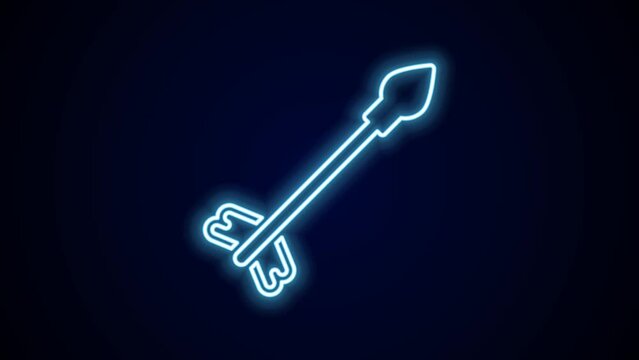 Glowing neon line Medieval arrows icon isolated on black background. Medieval weapon. 4K Video motion graphic animation