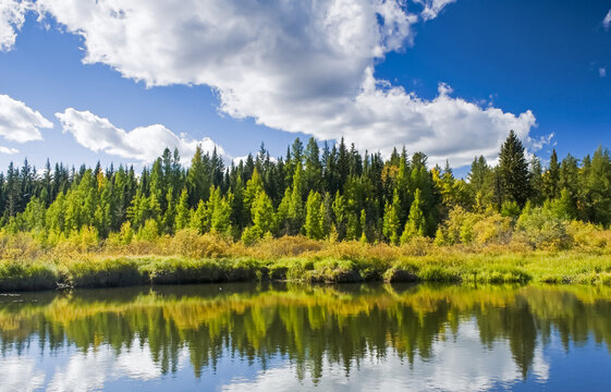 Pond in autumn, Prince Albert National Park; Saskatchewan, Canada