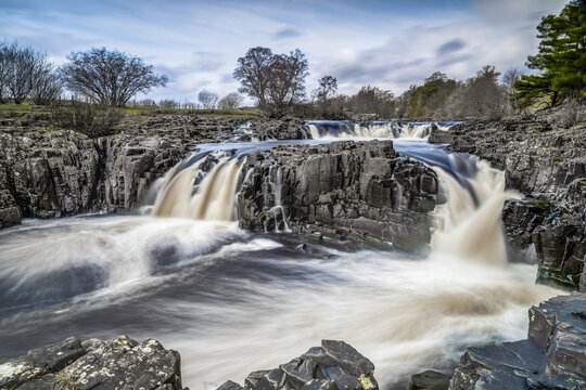 Low Force in Upper Teesdale, River Tees flowing over the Whin Sill, County Durham, England