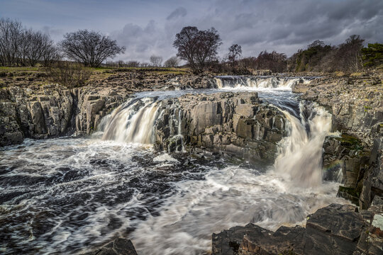 Low Force in Upper Teesdale, River Tees flowing over the Whin Sill, County Durham, England