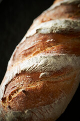 Rye bread on a black background	