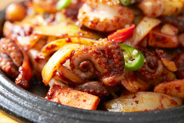 Spicy stir-fried octopus, Korean food