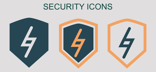Secure icon set. Set of labels for design for smartphone