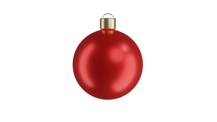 Classic red Christmas ball for new year decoration isolated on transparent background. Minimal concept. 3D render