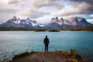 Muurstickers Cuernos del Paine amazing landscape of torres del paine national park, chile