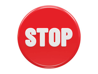 Stop icon 3d rendering illustration text effect