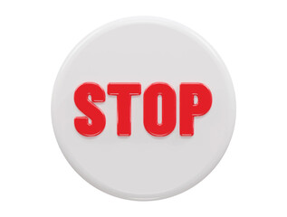 Stop icon 3d rendering illustration text effect