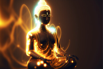 Meditating buddha statue Generative AI