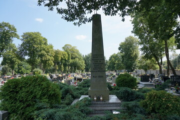 Monument (Stele) to soldiers of USSR who died during Second World War at the local cemetery. Mikolow, Poland.