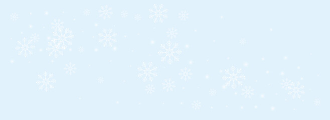 White Snow Vector Panoramic Blue Background.