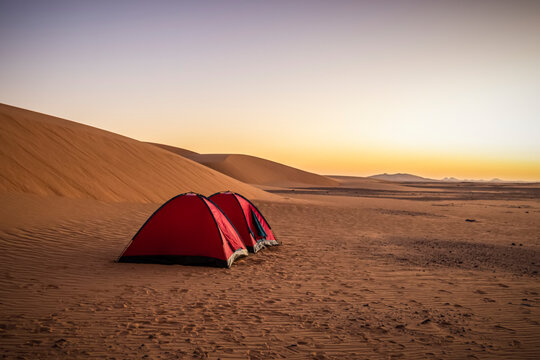Tents in the sand dunes; Kawa, Northern State, Sudan