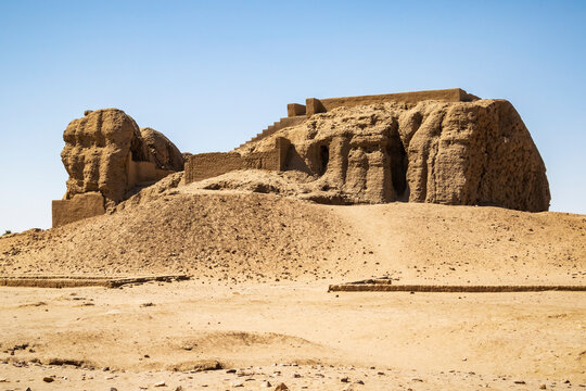 Western Deffufa, a mudbrick temple where ceremonies were performed on top, dating to 2400 BCE; Kerma, Northern State, Sudan