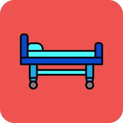 Bed Multicolor Round Corner Filled Line Icon