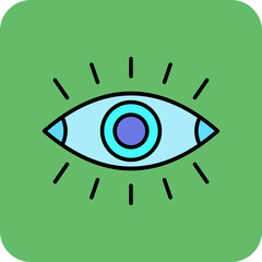 Eye Multicolor Round Corner Filled Line Icon