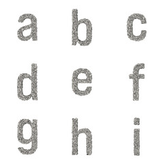 3D Render Set of Stone Font including Letters,  Numbers and Punctuation Marks