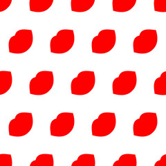 Red lips. Seamless vector pattern. Isolated illustration on a white background. Texture background. Trendy for modern designs, fashions prints, textiles, fabrics, wallpaper, wrapping, paper, banners