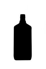 silhouette of  square shaped bottle on white background