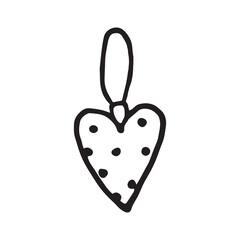 Illustration of a Christmas tree toy in the shape of a heart with dots