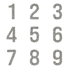 3D Render Set of Stone Font including Letters,  Numbers and Punctuation Marks