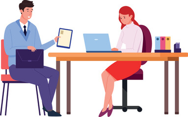 Business meeting. Job seeker employee talking with hr manager