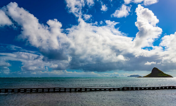 Breakwater off the coast of Waikiki Beach; Honolulu, Oahu, Hawaii, United States of America