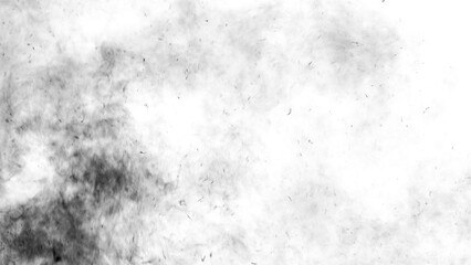 Thick black smoke on a white isolated background
