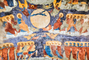 Church of Elijah the Prophet, with colourful frescoes on the walls depicting Biblical scenes; Yaroslavl, Yaroslavl Oblast, Russia