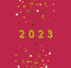 Greeting new year card with 2023 numbers