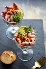 Classic prawn cocktail in the glass