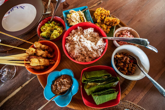 Balinese dishes served at Ruma Desa Balinese Home and Cooking Studio; Banu, Bali, Indonesia