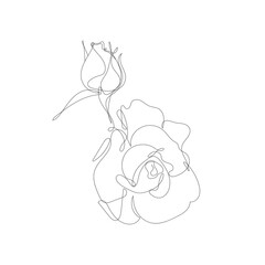 Flower in continuous line art drawing style. Rose flower minimalist black linear design isolated on white background. © Yuliia